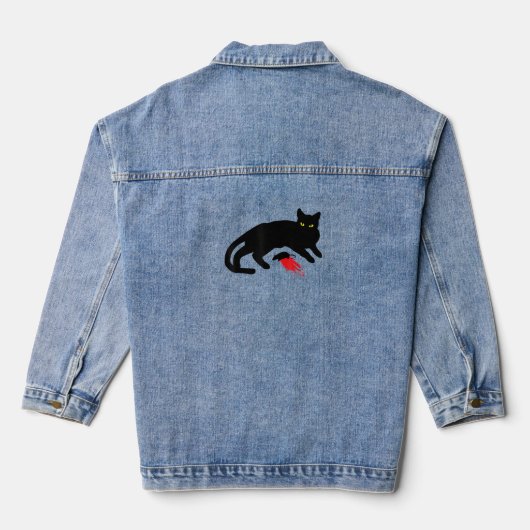 Black Cat Killer Instincts Dead Mouse Punk Gothic Denim Jacket (Achterkant)