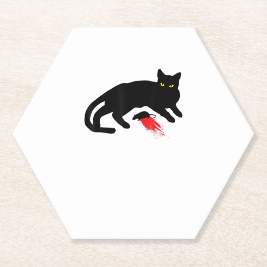 Black Cat Killer Instincts Dead Mouse Punk Gothic Kartonnen Onderzetters (Voorkant)