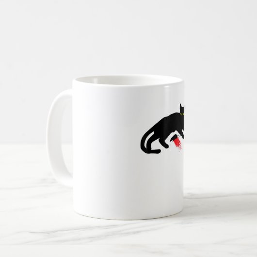 Black Cat Killer Instincts Dead Mouse Punk Gothic Koffiemok (Voorkant links)