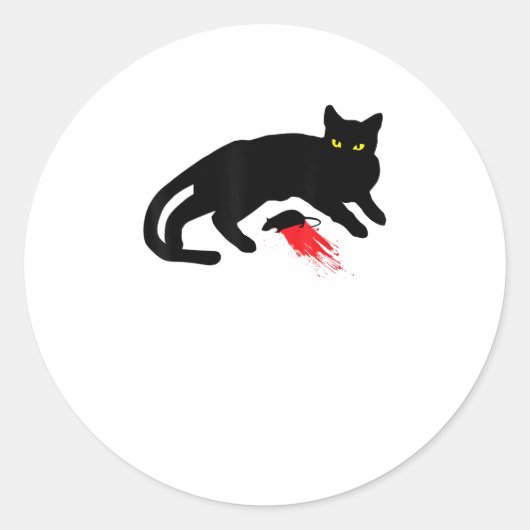 Black Cat Killer Instincts Dead Mouse Punk Gothic Ronde Sticker (Voorkant)