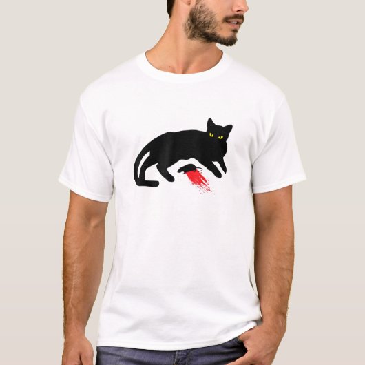 Black Cat Killer Instincts Dead Mouse Punk Gothic T-shirt (Voorkant)