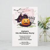 Black Cat Kinder Halloween Birthday Invites (Staand voorkant)