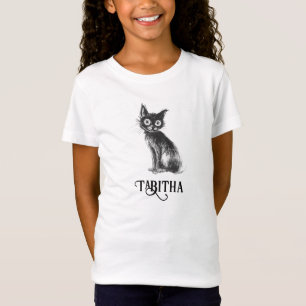 Black Cat Kinder Halloween gepersonaliseerde leuke T-shirt