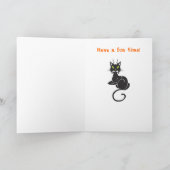 Black Cat Kinder Halloween-kaart Kaart (Binnen)