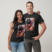 Black Cat Kitten American Flag Eagle 4 juli Inde T-shirt (Unisex)