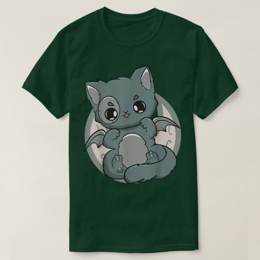 Black Cat Kitten Cute Chibi Anime Neko Pastel Goth T-shirt (Design voorkant)