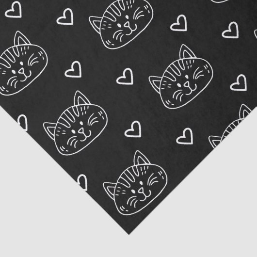 Black Cat Kitten Naadloos patroonpatroon Tissuepapier (Detail)