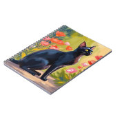 Black Cat | Kitten Pet Watercolor Flowers Painted Notitieboek (Linkerzijde)