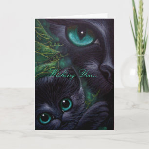 Black Cat & Kitten - Vakantie Kaart