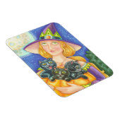 BLACK CAT KITTENS & WITCH, HALLOWEEN MAGNET MAGNEET (Rechterzijde)