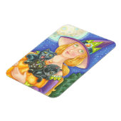 BLACK CAT KITTENS & WITCH, HALLOWEEN MAGNET MAGNEET (Linkerzijde)
