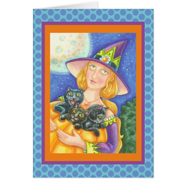 BLACK CAT KITTENS & WITCH WENSKAART Verse (Voorkant)