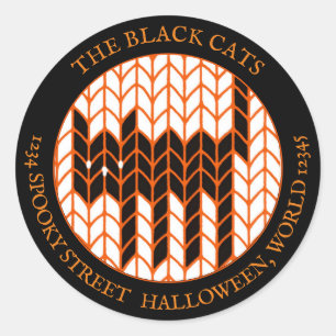 BLACK CAT KNIT Grote Ronde Adresetiketten III Sticker