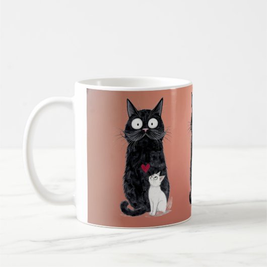 black cat  koffiemok (Links)