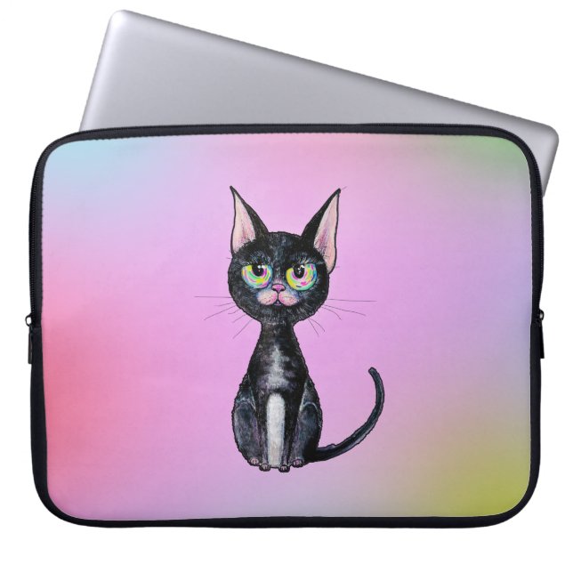 Black Cat Laptop Sleeve (Voorkant)