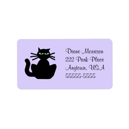 Black Cat Lavender Large Envelope Return-adres Etiket (Voorkant)