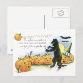 Black Cat Leading Jack O' Lantern Halloween Choir Briefkaart (Voorkant / Achterkant)