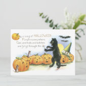 Black Cat Leading Jack O' Lantern Halloween Choir Kaart (Staand voorkant)