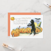 Black Cat Leading Jack O' Lantern Halloween Choir Kaart (Voorkant / Achterkant in situ)