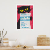 Black Cat Licking Milk Bag - Matchbox Print (Keuken)