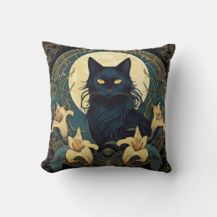 Black Cat Lillies Kussen