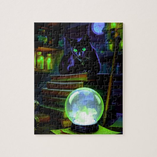 Black cat lingers in witch's Lair Legpuzzel (Verticaal)