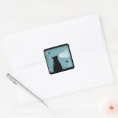 Black Cat Looking Out Window At Heaven Vierkante Sticker (Envelop)