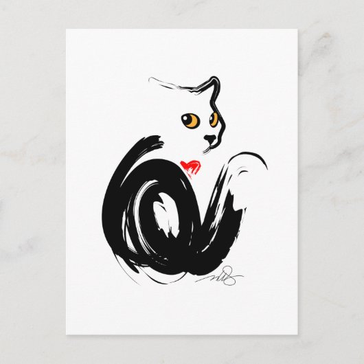 Black Cat Love Briefkaart (Voorkant)