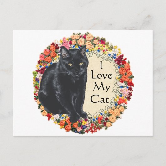Black Cat Love Briefkaart (Voorkant)