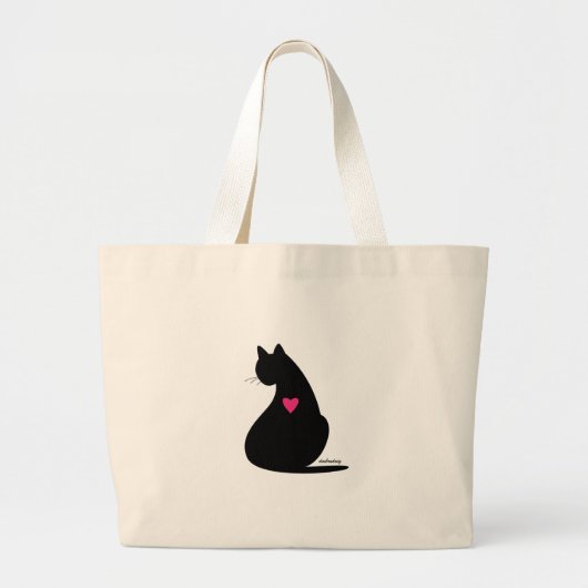 Black Cat Love Grote Tote Bag (Voorkant)