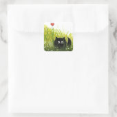 Black Cat Love Hart van Bihrle Vierkante Sticker (Tas)