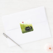 Black Cat Love Hart van Bihrle Vierkante Sticker (Envelop)