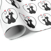 Black Cat Love Hearts Cadeaupapier (Rol Hoek)