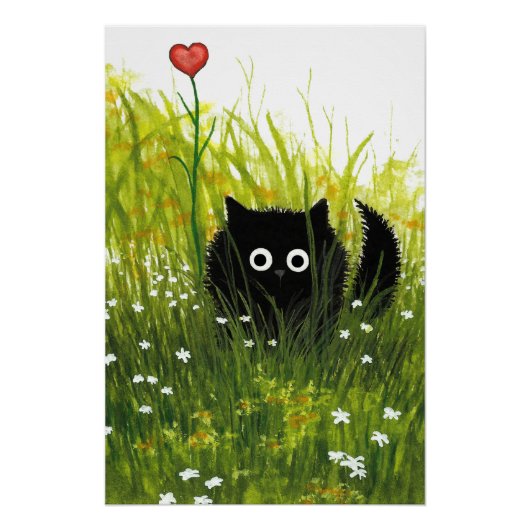 Black Cat Love Poster van Bihrle (Voorkant)