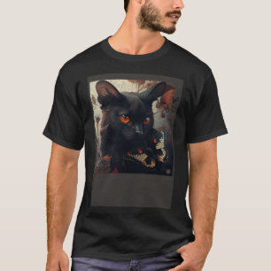 Black Cat Love vlinder T-shirt