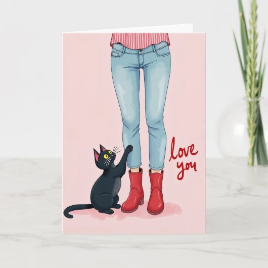 Black Cat Love You Kaart (Voorkant)