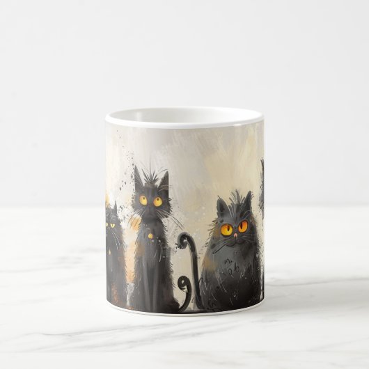 Black Cat Lover Geïllustreerde Koffie Mok (Center)
