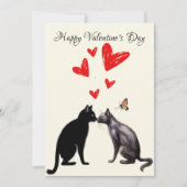 Black Cat Lover Hart Valentijnsdag Bedankkaart (Voorkant)