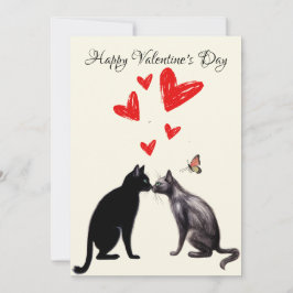 Black Cat Lover Hart Valentijnsdag Bedankkaart