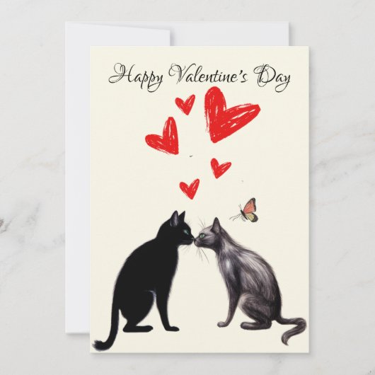 Black Cat Lover Hart Valentijnsdag Bedankkaart (Voorkant)