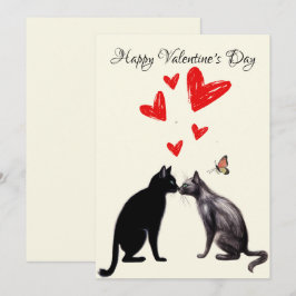 Black Cat Lover Hart Valentijnsdag Bedankkaart