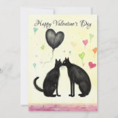 Black Cat Lover Hart Valentijnsdag No3 Bedankkaart (Voorkant)