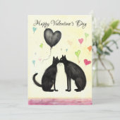 Black Cat Lover Hart Valentijnsdag No3 Bedankkaart (Staand voorkant)