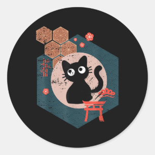 Black Cat Lover Japan Kitten Anime Tokyo Otaku Ronde Sticker