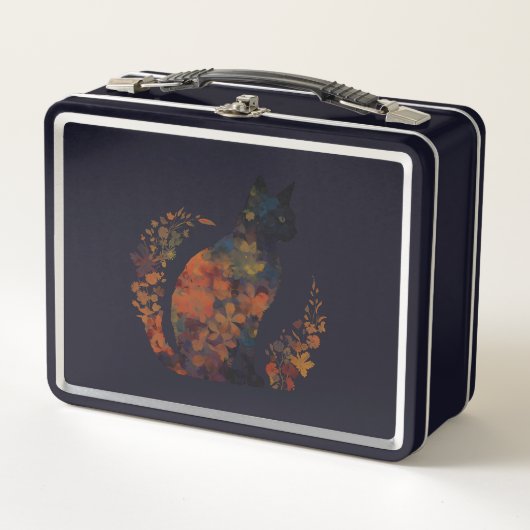 Black Cat Lover Kostuum Bloemen Scary Hallow (Voorkant)