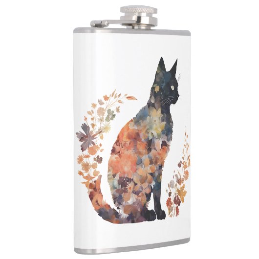 Black Cat Lover Kostuum Bloemen Scary Hallow Heupfles (Rechts)