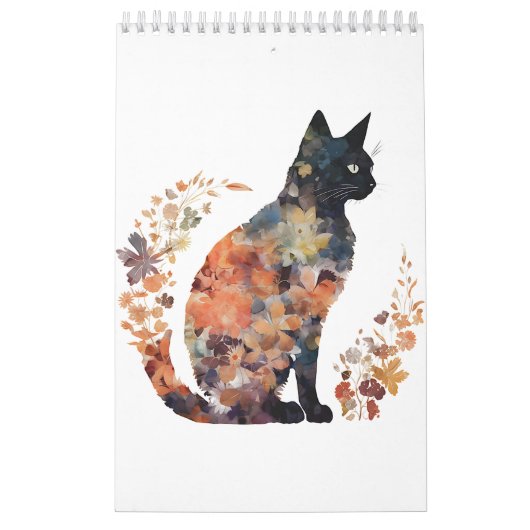 Black Cat Lover Kostuum Bloemen Scary Hallow Kalender (Hoes)
