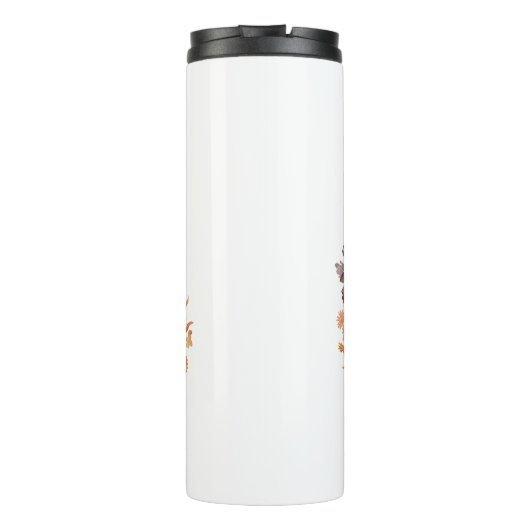 Black Cat Lover Kostuum Bloemen Scary Hallow Thermosbeker (Achterkant)