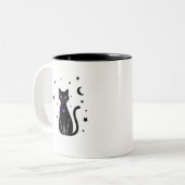Black Cat Lover Peek Coffee Cup Tweekleurige Koffiemok (Voorkant links)