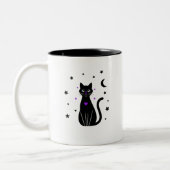 Black Cat Lover Peek Coffee Cup Tweekleurige Koffiemok (Links)